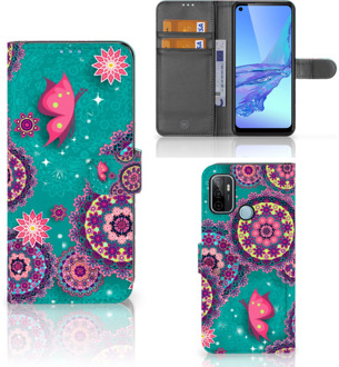 B2Ctelecom GSM Hoesje OPPO A53 | OPPO A53s Flipcase Cirkels en Vlinders