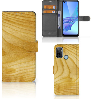 B2Ctelecom GSM Hoesje OPPO A53 | OPPO A53s Wallet Book Case Licht Hout