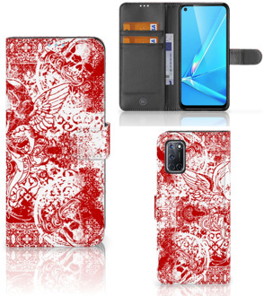 B2Ctelecom GSM Hoesje OPPO A72 | OPPO A52 Book Style Case Angel Skull Red