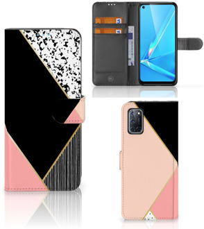 B2Ctelecom GSM Hoesje OPPO A72 | OPPO A52 Bookcase Black Pink Shapes