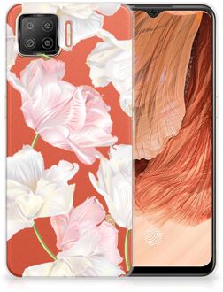 B2Ctelecom GSM Hoesje OPPO A73 4G Back Case TPU Siliconen Hoesje Doorzichtig Mooie Bloemen