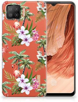 B2Ctelecom GSM Hoesje OPPO A73 4G Doorzichtig Hoesje Flamingo Palms