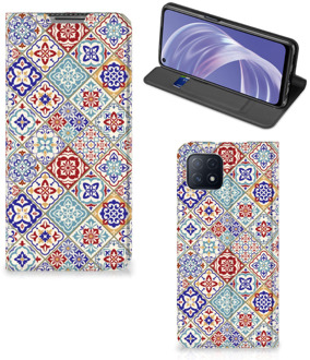 B2Ctelecom GSM Hoesje OPPO A73 5G Book Case met foto Tegels Kleur