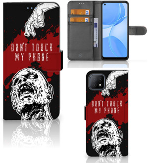 B2Ctelecom GSM Hoesje OPPO A73 5G Book Case met Pasjeshouder Zombie Blood