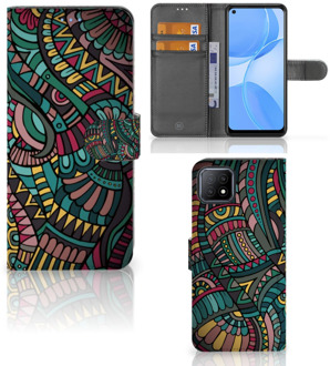 B2Ctelecom GSM Hoesje OPPO A73 5G Flip Case Aztec