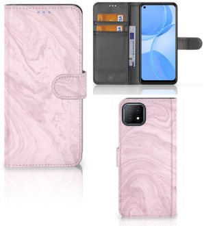 B2Ctelecom GSM Hoesje OPPO A73 5G Flip Case Marble Pink