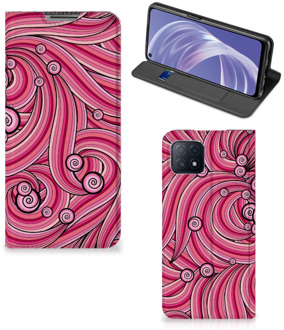 B2Ctelecom GSM Hoesje OPPO A73 5G Foto Hoesje ontwerpen Swirl Pink