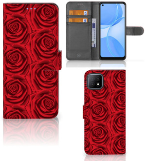 B2Ctelecom GSM Hoesje OPPO A73 5G Mobiel Bookcase Red Roses