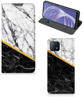 B2Ctelecom GSM Hoesje OPPO A73 5G Mobiel Case Marble White Black