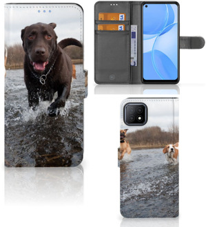 B2Ctelecom GSM Hoesje OPPO A73 5G Wallet Book Case Honden Labrador