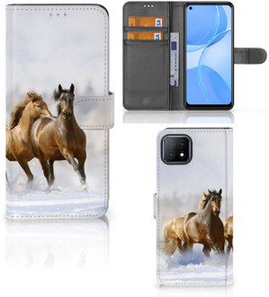 B2Ctelecom GSM Hoesje OPPO A73 5G Wallet Book Case Paarden