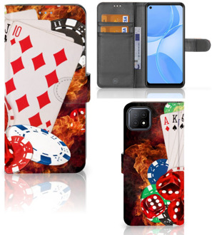 B2Ctelecom GSM Hoesje OPPO A73 5G Wallet Book Case Personaliseren Casino