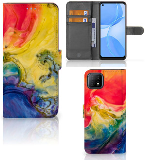 B2Ctelecom GSM Hoesje OPPO A73 5G Wallet Book Case Watercolor Dark