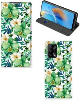 B2Ctelecom GSM Hoesje OPPO A74 4G Bookcase Cover Orchidee Groen