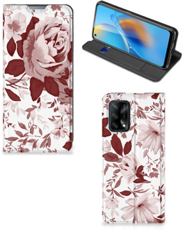 B2Ctelecom GSM Hoesje OPPO A74 4G Bookcase Watercolor Flowers