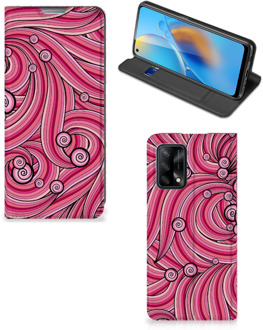 B2Ctelecom GSM Hoesje OPPO A74 4G Foto Hoesje ontwerpen Swirl Pink