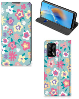 B2Ctelecom GSM Hoesje OPPO A74 4G Fotohoesje ontwerpen Flower Power