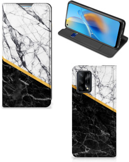 B2Ctelecom GSM Hoesje OPPO A74 4G Mobiel Case Marble White Black