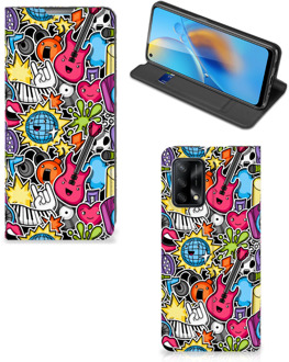 B2Ctelecom GSM Hoesje OPPO A74 4G Telefoonhoesje Portemonnee Punk Rock