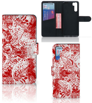 B2Ctelecom GSM Hoesje OPPO A91 | Reno3 Book Style Case Angel Skull Red