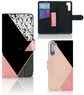 B2Ctelecom GSM Hoesje OPPO A91 | Reno3 Bookcase Black Pink Shapes