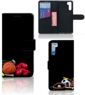 B2Ctelecom GSM Hoesje OPPO A91 | Reno3 Bookcover Ontwerpen Voetbal, Tennis, Boxing… Sports