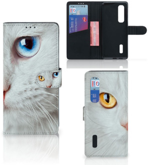 B2Ctelecom GSM Hoesje OPPO Find X2 Pro Bookcover Case Witte Kat