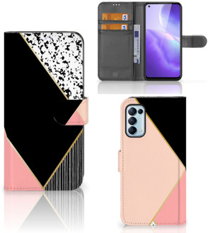 B2Ctelecom GSM Hoesje OPPO Find X3 Lite Bookcase Black Pink Shapes