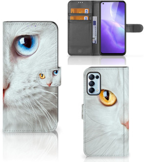 B2Ctelecom GSM Hoesje OPPO Find X3 Lite Bookcover Case Witte Kat