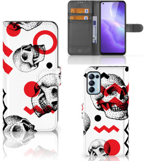 B2Ctelecom GSM Hoesje OPPO Find X3 Lite Bookstyle Case Skull Red