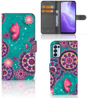 B2Ctelecom GSM Hoesje OPPO Find X3 Lite Flipcase Cirkels en Vlinders