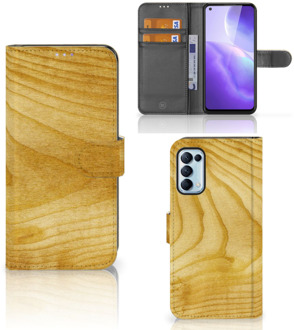 B2Ctelecom GSM Hoesje OPPO Find X3 Lite Wallet Book Case Licht Hout