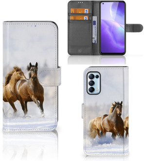 B2Ctelecom GSM Hoesje OPPO Find X3 Lite Wallet Book Case Paarden