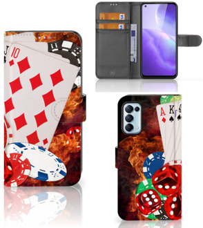 B2Ctelecom GSM Hoesje OPPO Find X3 Lite Wallet Book Case Personaliseren Casino