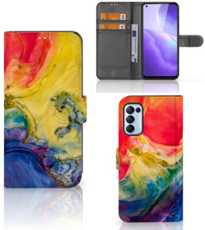 B2Ctelecom GSM Hoesje OPPO Find X3 Lite Wallet Book Case Watercolor Dark