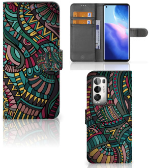 B2Ctelecom GSM Hoesje OPPO Find X3 Neo 5G Flip Case Aztec