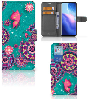 B2Ctelecom GSM Hoesje OPPO Find X3 Neo 5G Flipcase Cirkels en Vlinders