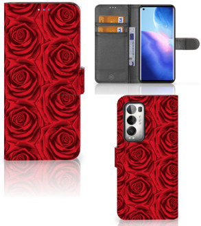 B2Ctelecom GSM Hoesje OPPO Find X3 Neo 5G Mobiel Bookcase Red Roses