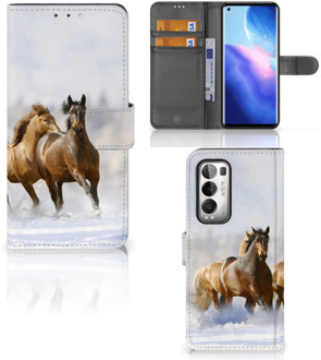 B2Ctelecom GSM Hoesje OPPO Find X3 Neo 5G Wallet Book Case Paarden