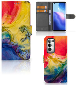 B2Ctelecom GSM Hoesje OPPO Find X3 Neo 5G Wallet Book Case Watercolor Dark