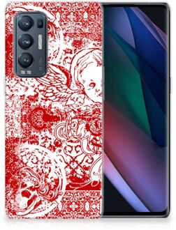 B2Ctelecom GSM Hoesje OPPO Find X3 Neo Back Case TPU Siliconen Hoesje Angel Skull Red