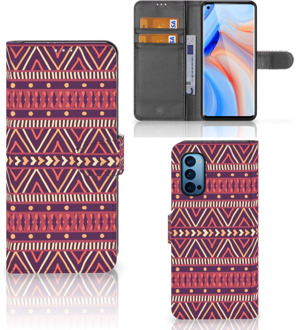 B2Ctelecom GSM Hoesje OPPO Reno 4 Pro 5G Bookcase Aztec Purple