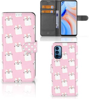 B2Ctelecom GSM Hoesje OPPO Reno 4 Pro 5G Bookcase Valentijn Cadeaus Sleeping Cats