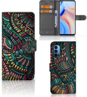 B2Ctelecom GSM Hoesje OPPO Reno 4 Pro 5G Flip Case Aztec