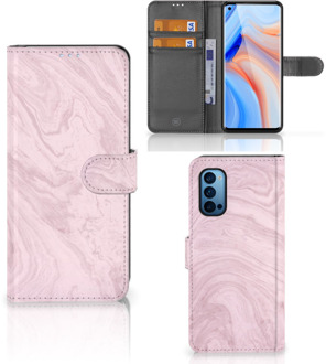 B2Ctelecom GSM Hoesje OPPO Reno 4 Pro 5G Flip Case Marble Pink