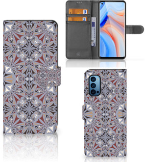 B2Ctelecom GSM Hoesje OPPO Reno 4 Pro 5G Flipcover Flower Tiles