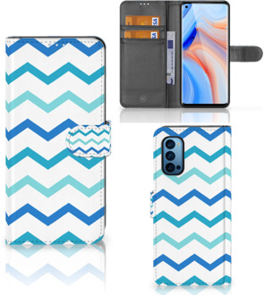 B2Ctelecom GSM Hoesje OPPO Reno 4 Pro 5G Foto hoesje Zigzag Blauw