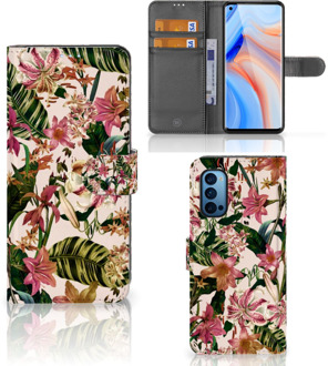 B2Ctelecom GSM Hoesje OPPO Reno 4 Pro 5G Fotohoesje ontwerpen Flowers