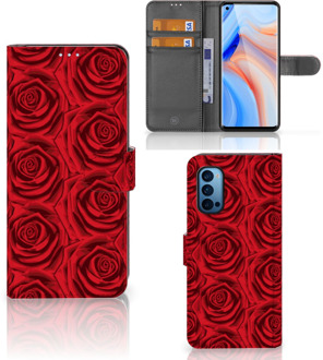 B2Ctelecom GSM Hoesje OPPO Reno 4 Pro 5G Mobiel Bookcase Red Roses