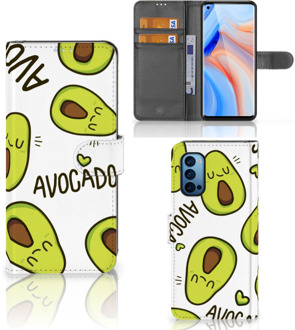 B2Ctelecom GSM Hoesje OPPO Reno 4 Pro 5G Mobiel Bookcase Valentijn Cadeautje Haar Avocado Singing